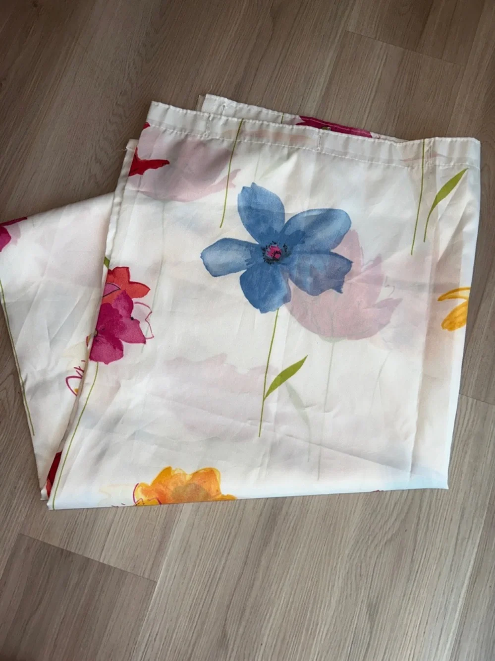 Floral Fabric Shower Curtain White Spring Feminine Girly Whimsical Vibrant